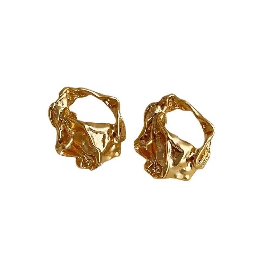 gold modern art statement EARRINGS